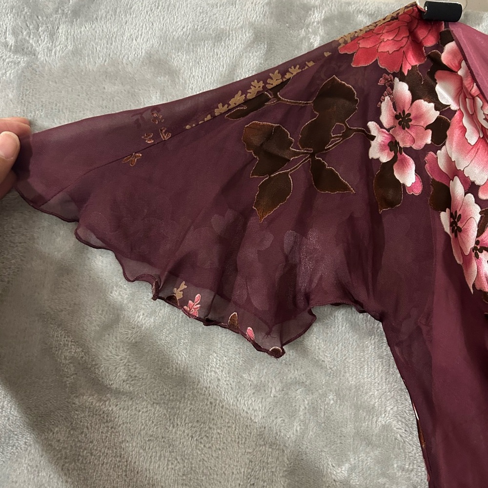 Monsoon y2k baby doll bust line silk floral maxi dress - Picture 2 of 16